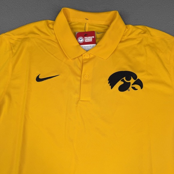 Iowa Hawkeyes Polo Shirt Mens Large Yellow NCAA Football Nike Dri-FIT Golf - Picture 2 of 9